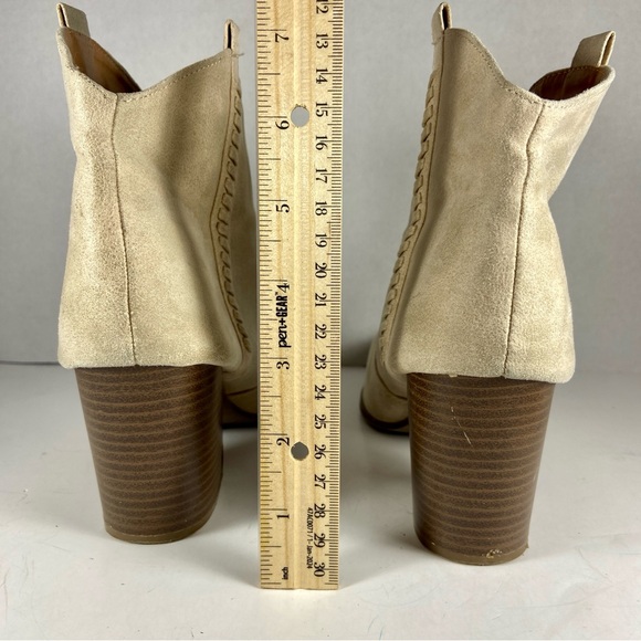 Tan suede western cowboy ankle booties festival rodeo cowgirl boots champagne - Picture 11 of 12